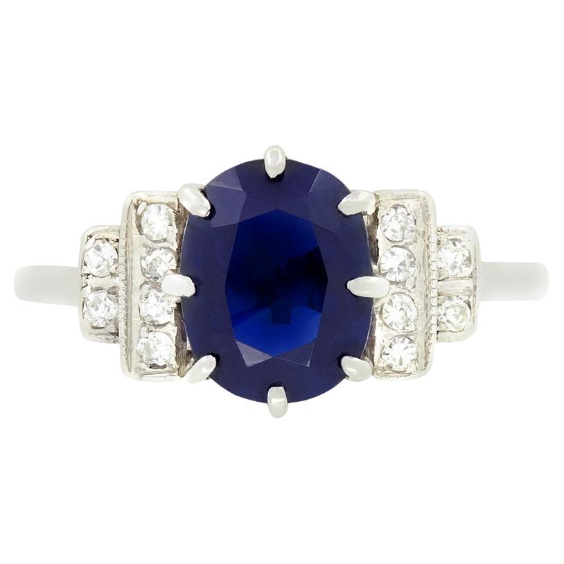 Anello Art Deco con zaffiro e diamante da 1,50 carati, 1920 ca.