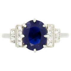 Anillo Art Decó de zafiro y diamantes de 1,50 ct, c.1920