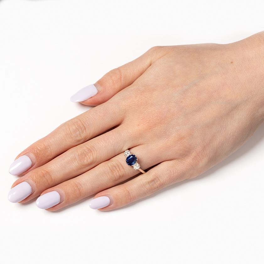 Women's Art Deco 1.50ct Sapphire and Diamond Trilogy Ring, c.1920s