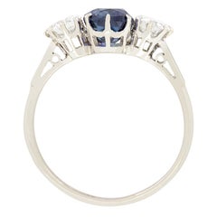 Art Deco 1.50ct Sapphire and Diamond Trilogy Ring, c.1930s