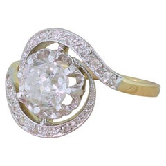 Vintage Art Deco 1.51 Carat Old Cut Diamond Tourbillon Ring