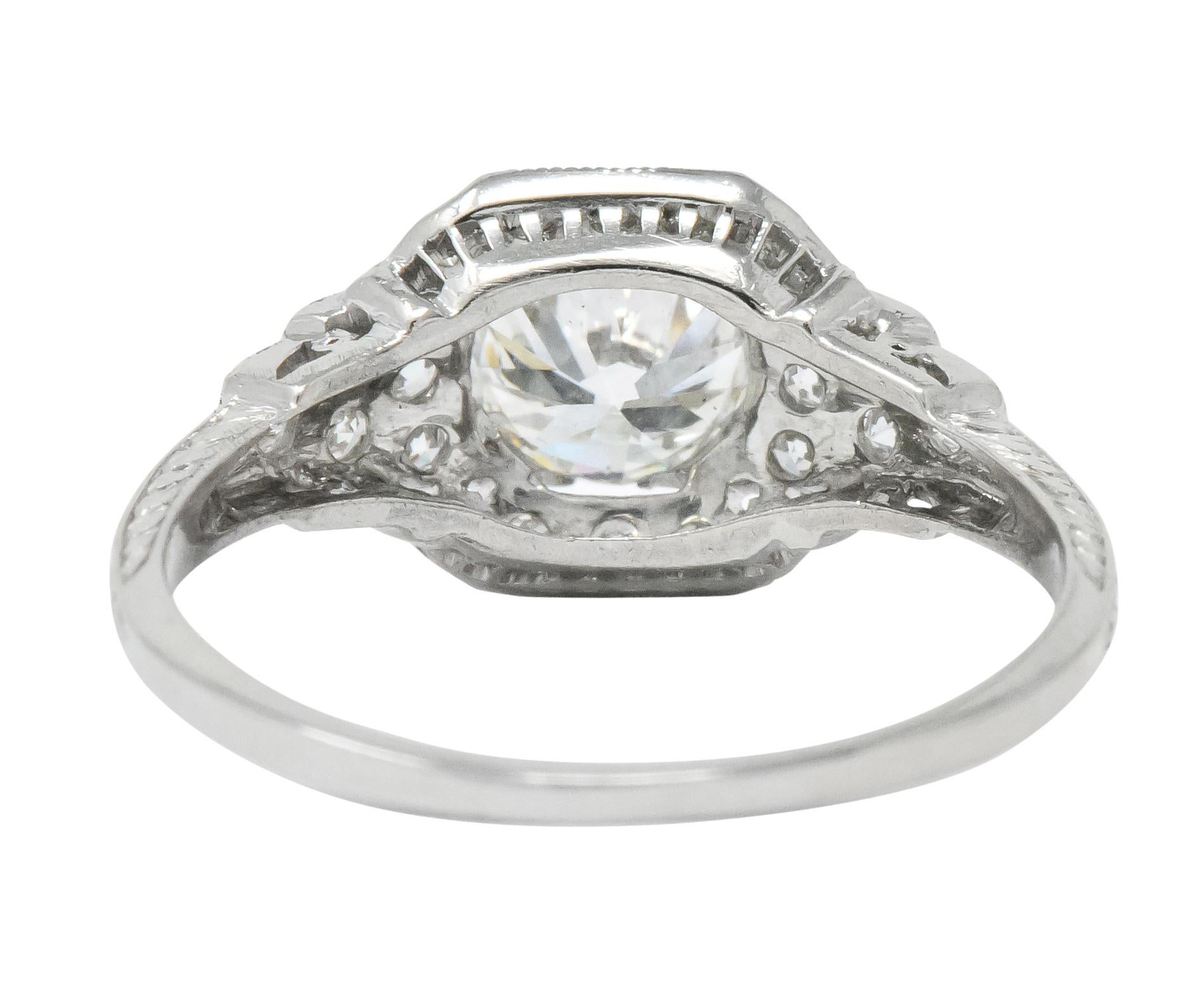 Art Deco 1.51 Carat Diamond Platinum Engagement Ring GIA 1