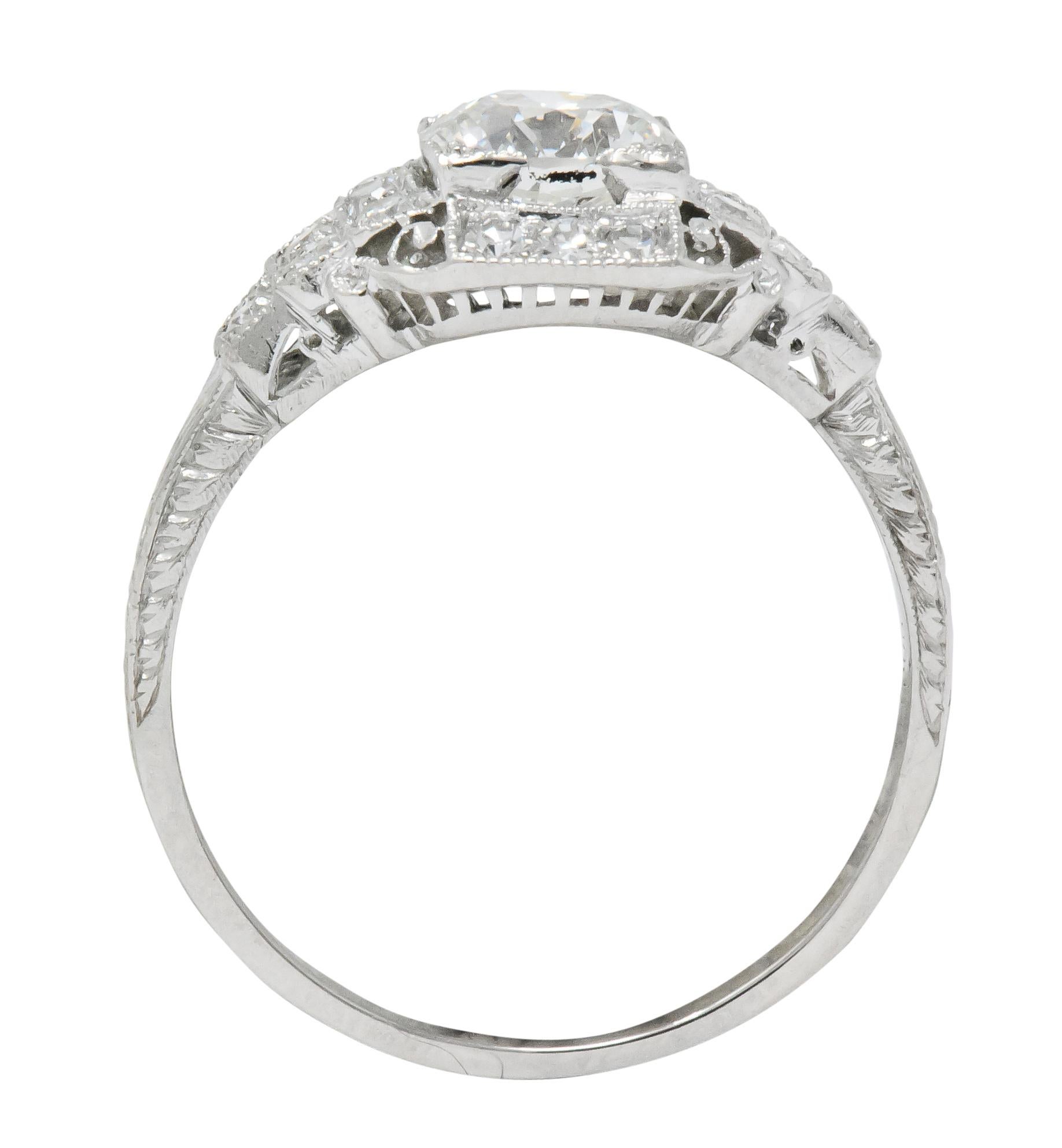 Art Deco 1.51 Carat Diamond Platinum Engagement Ring GIA 2
