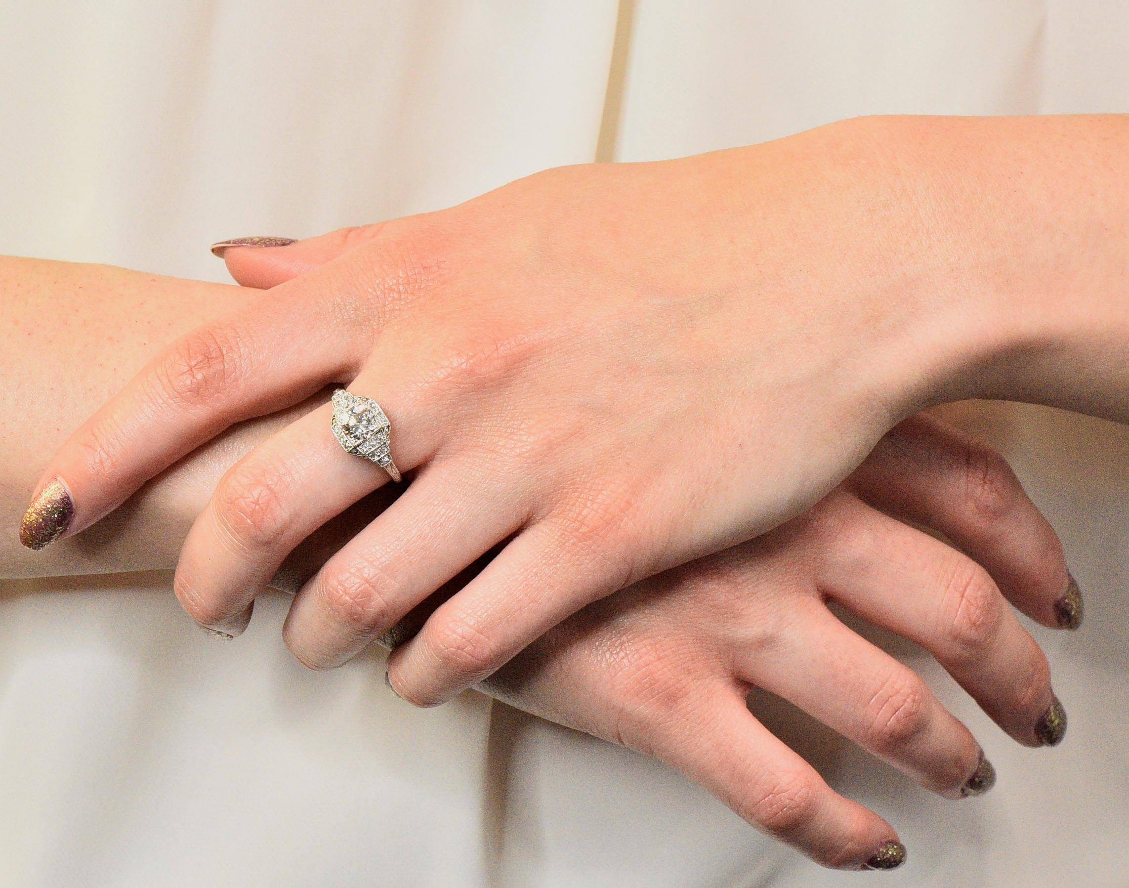 Art Deco 1.51 Carat Diamond Platinum Engagement Ring GIA 4