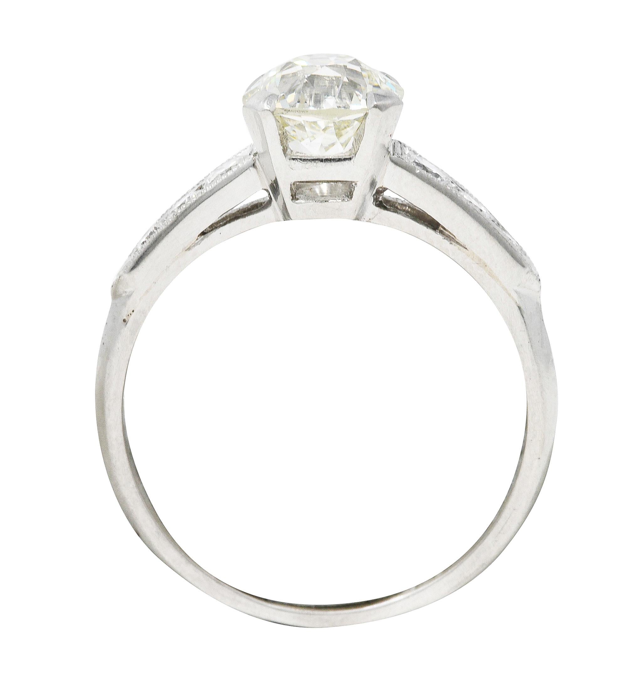 Art Deco 1.51 Carats Old European Cut Diamond Platinum Engagement Ring GIA 3