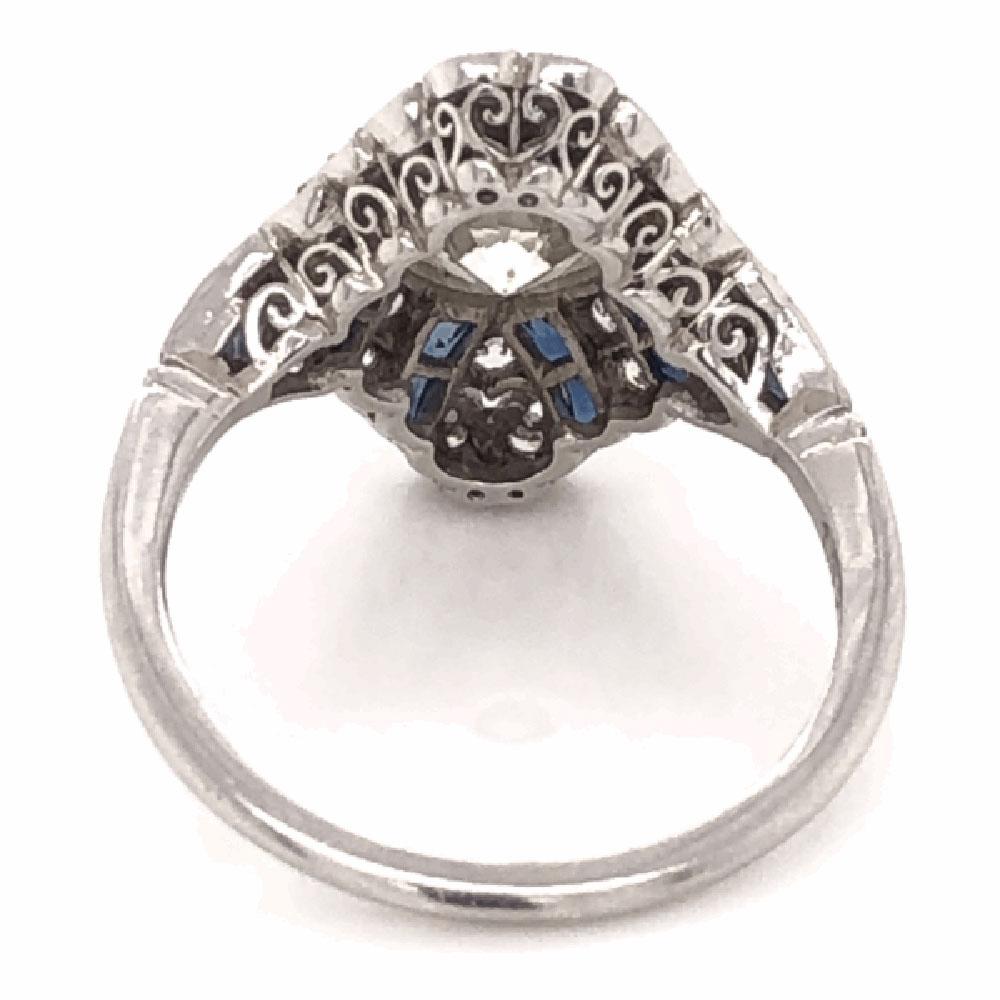 Women's Art Deco Style 1.52 Carat Diamond Platinum Engagement Ring Estate Fine Jewelry