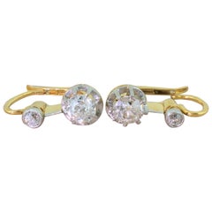 Art Deco 1.52 Carat Old European Cut Diamond Drop Earrings, circa 1935