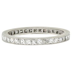 Art Deco 1.52 CTW French Cut Diamond Platinum Vintage Eternity Band Ring