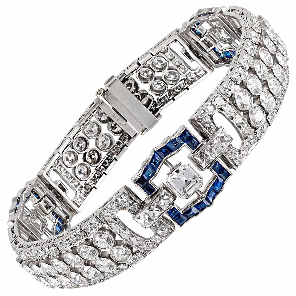 Art Deco 15.25 Carat Diamond and Sapphire Bracelet