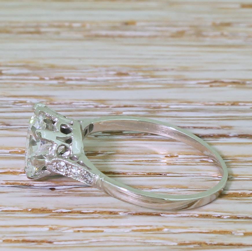 Old European Cut Art Deco 1.53 Carat Old Cut Diamond Platinum Engagement Ring
