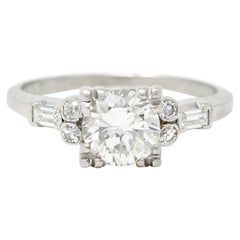 Art Deco 1.53 Carats Transitional Cut Diamond Platinum Geometric Engagement Ring