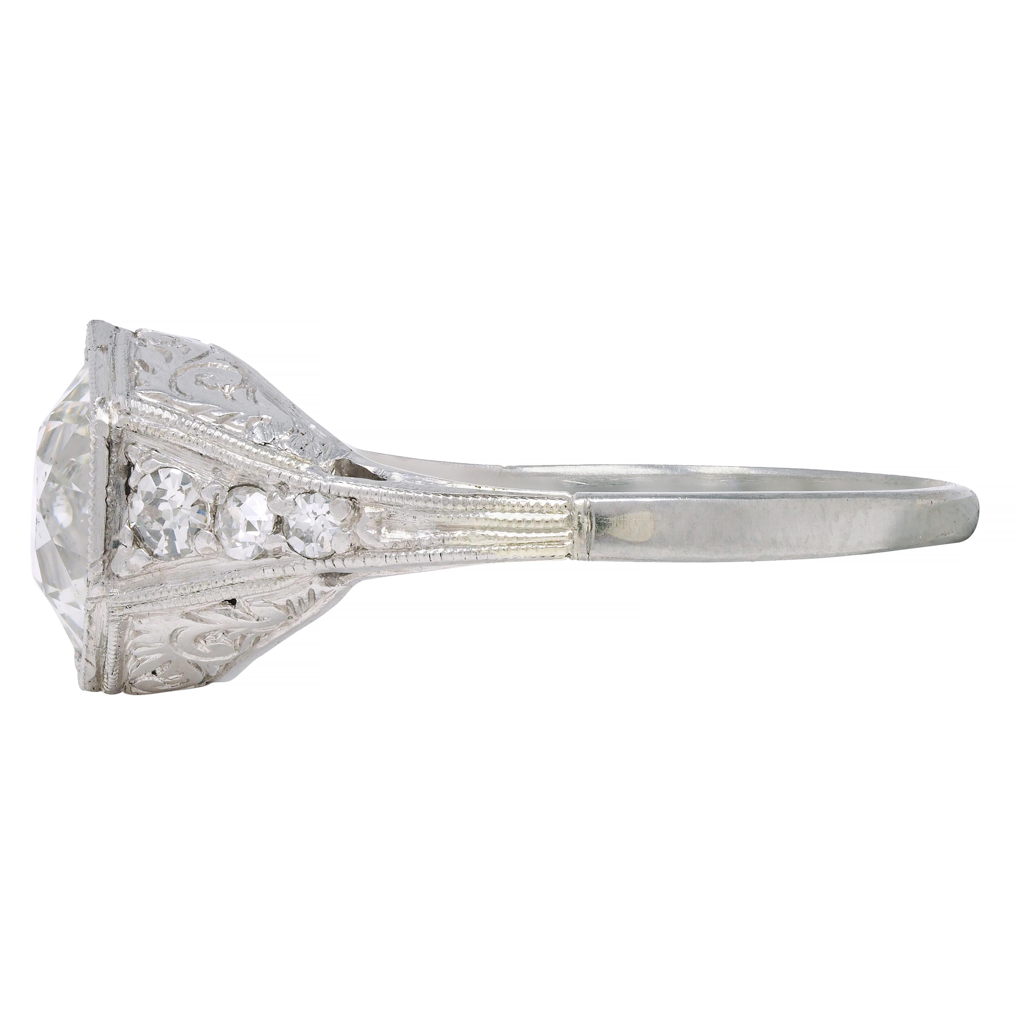 Art Deco 1.53 CTW Diamond Platinum Hexagonal Vintage Engagement Ring GIA 4