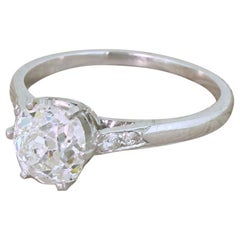 Art Deco 1.55 Carat Old Cut Diamond Engagement Ring