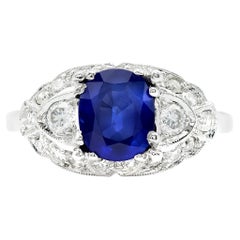 Art Deco 1.55 Ct. Ceylon Sapphire Ring in Platinum AGL Certified