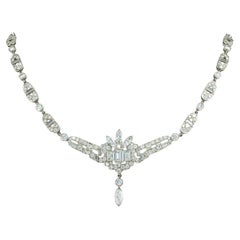Vintage Art Deco 15.50 Carats Diamond Platinum Necklace
