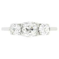 Art Deco 1.55ct Diamond Three Stone Ring, c.1920s