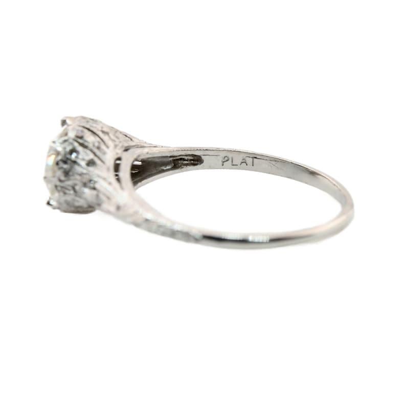 Women's Art Deco 1.55ct European Cut Diamond Engagement Ring in Platinum Circa 1920's For Sale