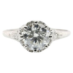 Antique Art Deco 1.55ct European Cut Diamond Engagement Ring in Platinum Circa 1920
s