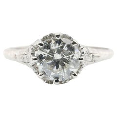Antique Art Deco 1.55ct European Cut Diamond Engagement Ring in Platinum Circa 1920's