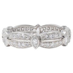 Art Deco 1.56 CTW Diamond Platinum Vintage Ribbon Eternity Band Ring