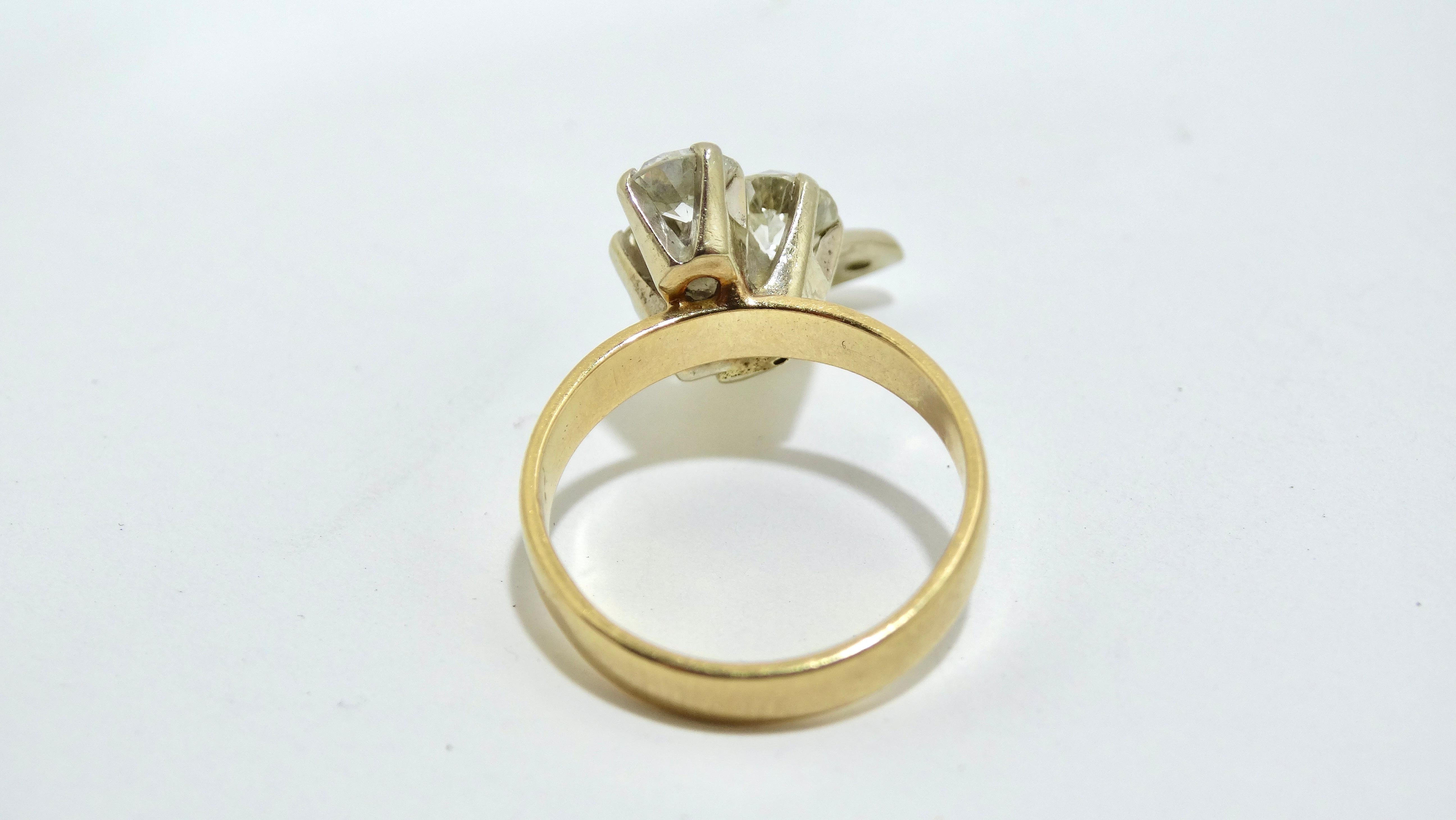 Art Deco 1,5 Karat Diamant 14 Karat Gold Kleiner Ring (Rundschliff) im Angebot