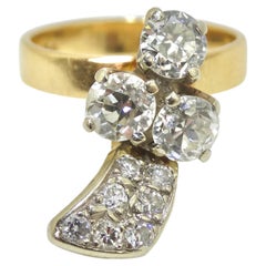 Art Deco 1,5 Karat Diamant 14 Karat Gold Kleiner Ring