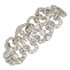 Vintage Art Deco Diamond Panel Bracelet Set in Platinum, 1920's