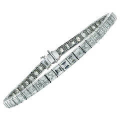 Art Deco 16 Carat Carre' Cut Diamond Tennis Bracelet