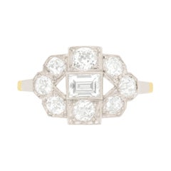 Art Deco 1.60 Carat Diamond Cluster Ring, circa 1920s