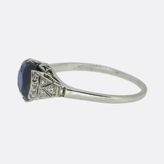 Art Deco 1.60 Carat Sapphire and Diamond Ring