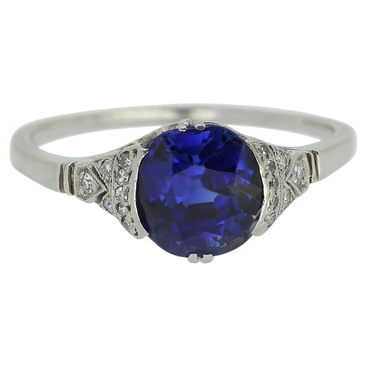 Art Deco 1.60 Karat Saphir und Diamant Ring