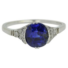 Art Deco 1.60 Carat Sapphire and Diamond Ring
