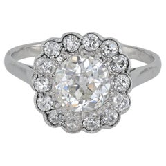 Art Deco 1.60 Ct Diamond Platinum Halo Ring