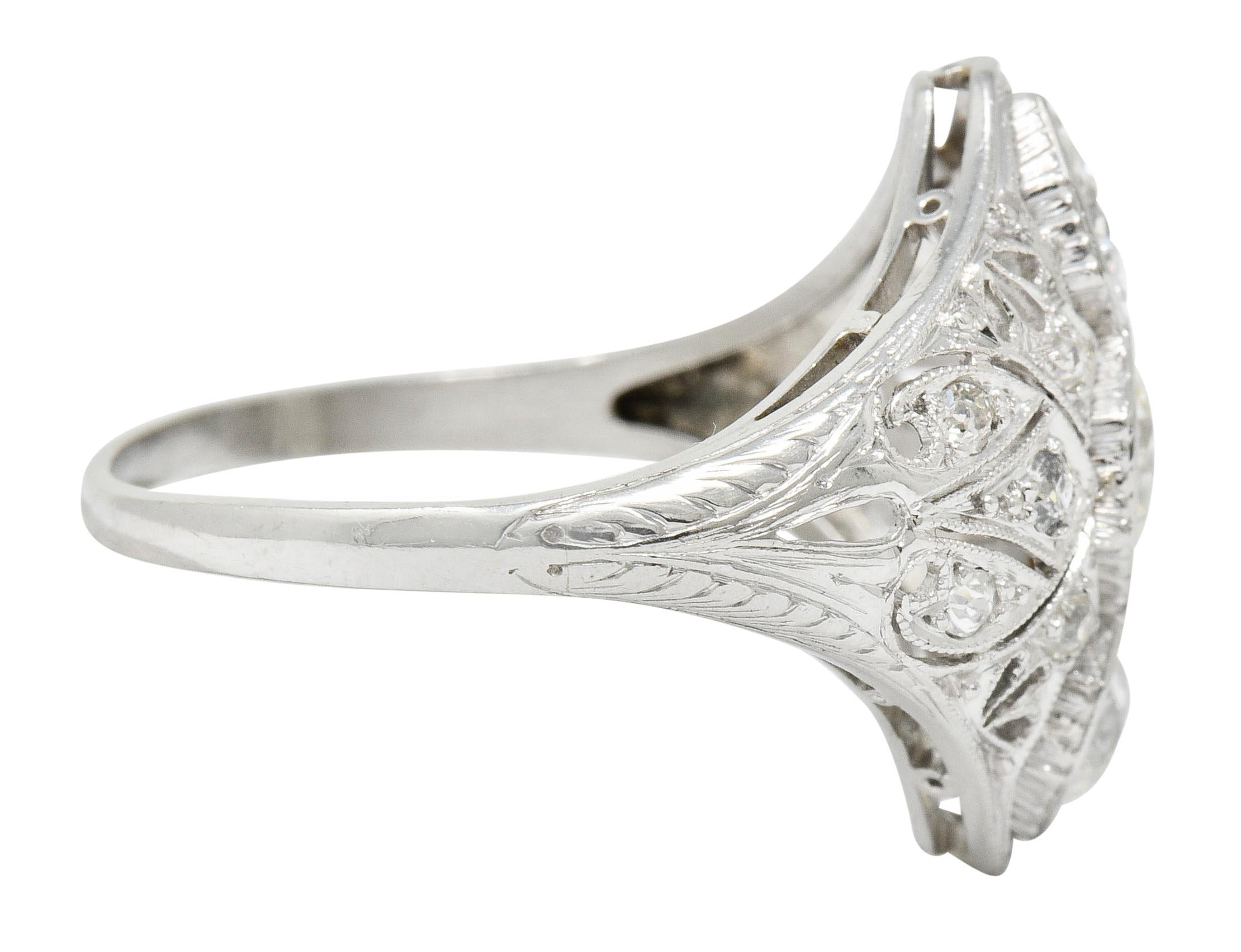 Old European Cut Art Deco 1.60 Carat Diamond Platinum Three-Stone Dinner Ring