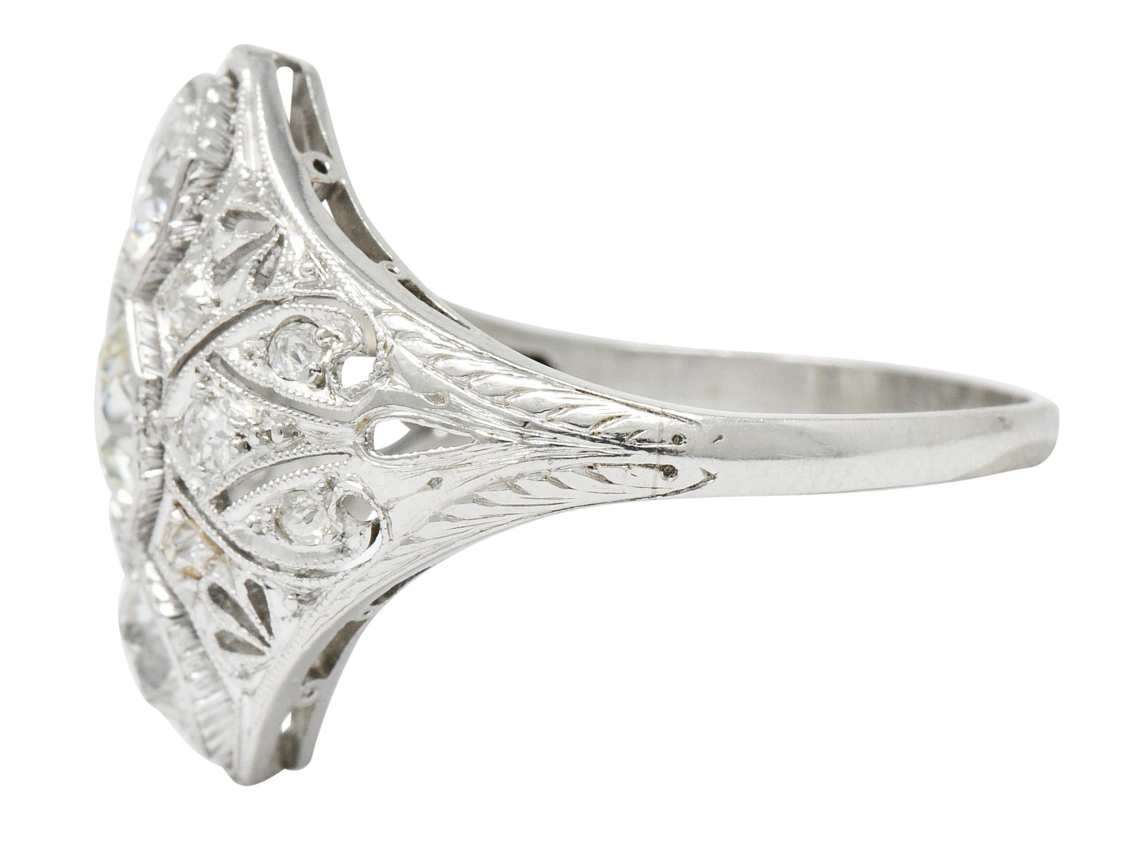 Women's or Men's Art Deco 1.60 Carat Diamond Platinum Three-Stone Dinner Ring