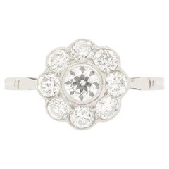 Bague grappe de marguerite Art déco en diamants de 1,60 carat, c. 1920