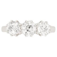 Art Deco 1.60ct Diamond Three Stone Ring, C.1920s