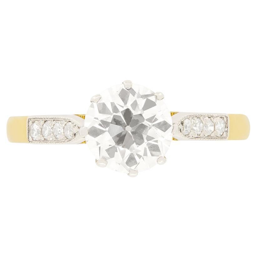 Anillo solitario de diamantes Art Déco de 1,62 ct, c.1930