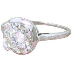 Art Deco 1.63 Carat Old European Cut Diamond 18 Karat Gold Engagement Ring