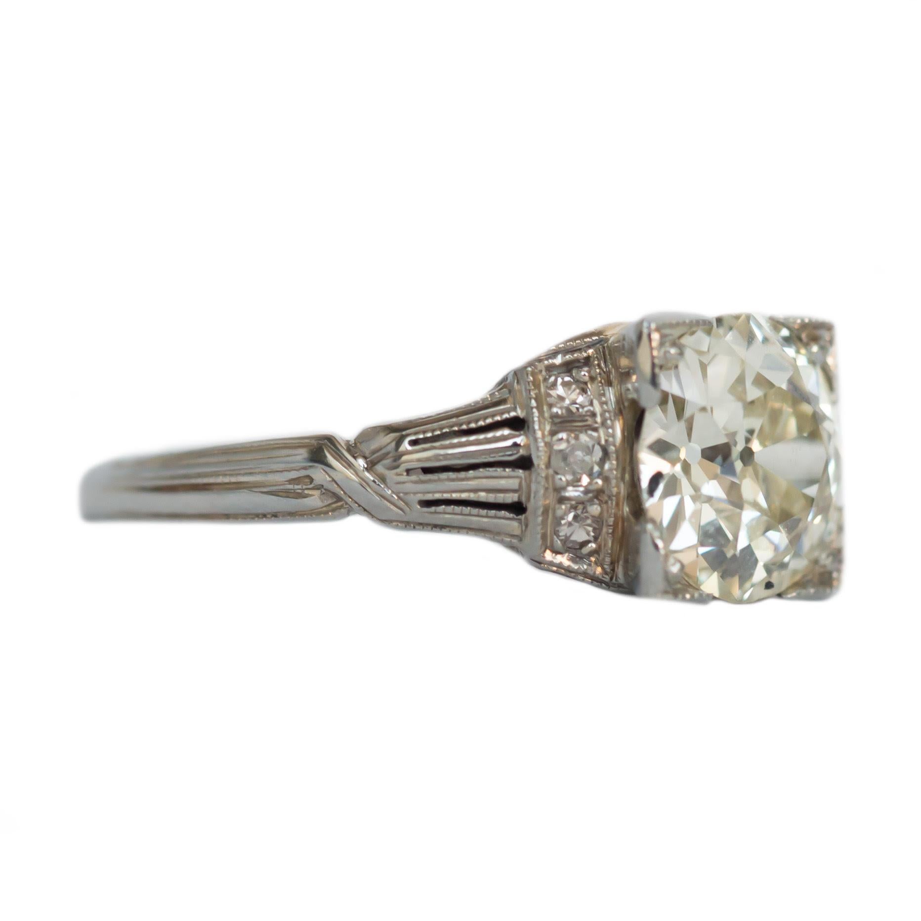 Art Deco 1.64 Carat Old European Cut Diamond Solitaire 18 Karat Gold Ring In Good Condition In Addison, TX