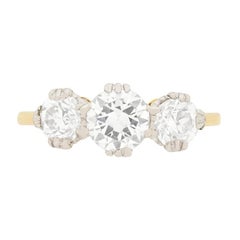 Art Deco 1.65 Carat Diamond Three-Stone Engagement Ring, circa 1920s