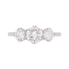 Art Deco 1.65 Carat Diamond Three-Stone Engagement Ring, circa 1920s