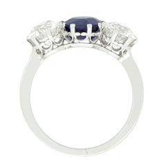 Art Deco 1.65ct Sapphire and Diamond Trilogy Ring, c.1920s