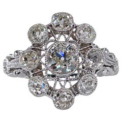 Art Deco 1,65 ctw Antiker alter europäischer Diamant-Cluster-Platinring mit alteuropäischem Diamanten, EGL USA