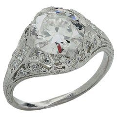 Art Deco 1.66 Carat GIA Certified Old European Cut Diamond Ring, circa 1930s