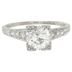 Vintage Art Deco 1.66 CTW Old European Diamond Platinum Orange Blossom Engagement Ring