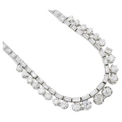 Art Deco 16.60 Ct. Old European and Baguette Diamond Necklace