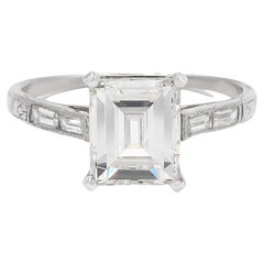 Art Deco 1.67 Carat GIA Certified Step Cut Diamond Engagement Ring