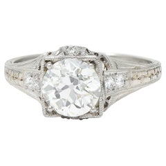 Art Deco 1.67 Carats Diamond Platinum Orange Blossom Engagement Ring