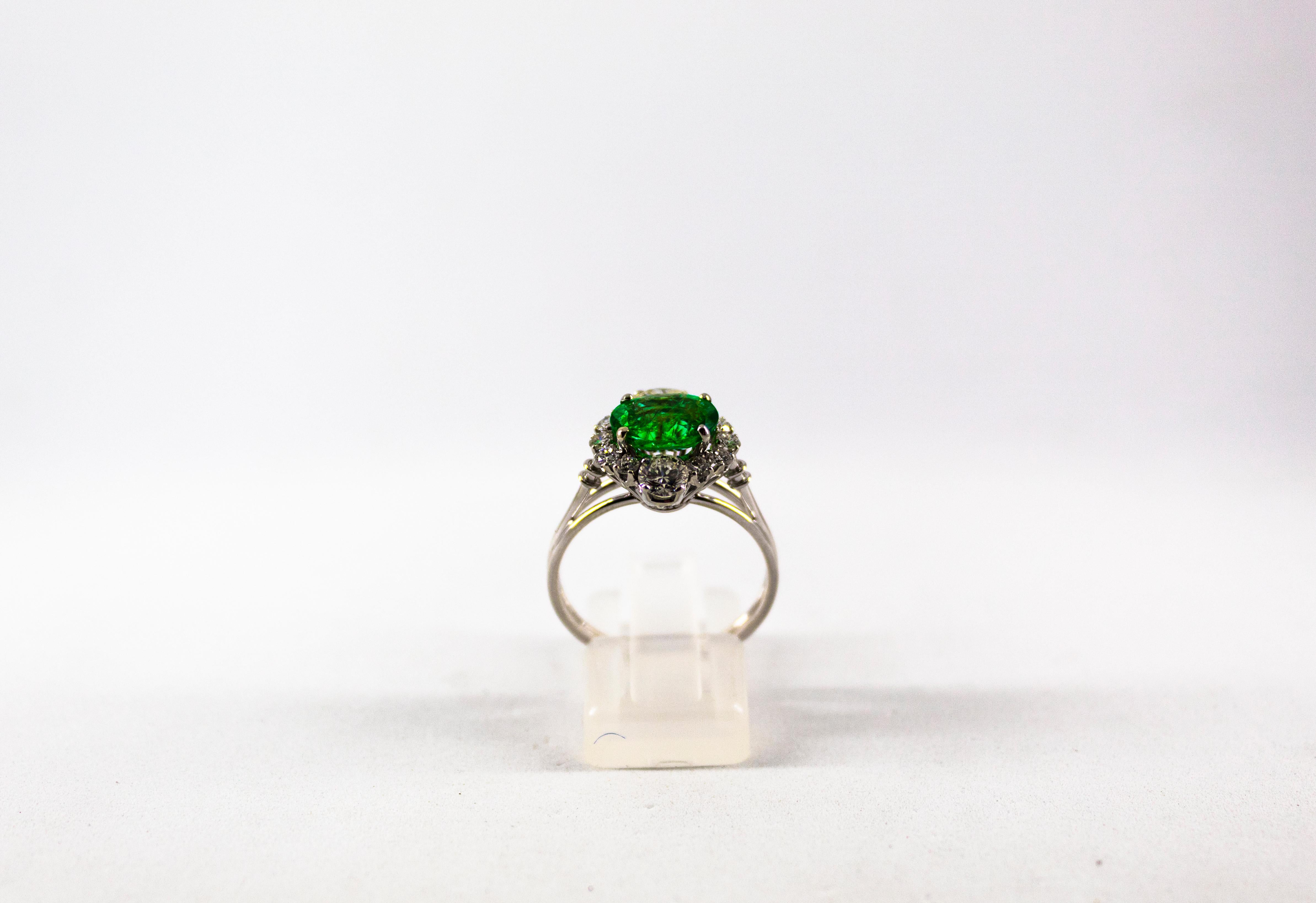 This Ring is made of 18K White Gold.
This Ring has 1.25 Carats of White Diamonds.
This Ring has a 1.68 Carats Emerald.
Size ITA: 18 USA: 8 1/4
We're a workshop so every piece is handmade, customizable and resizable.